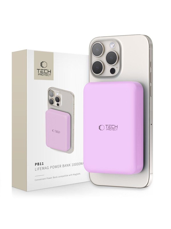 Tech-Protect Powerbank LifeMag MagSafe PB11 10000 mAh - Pink - 10000 mAh