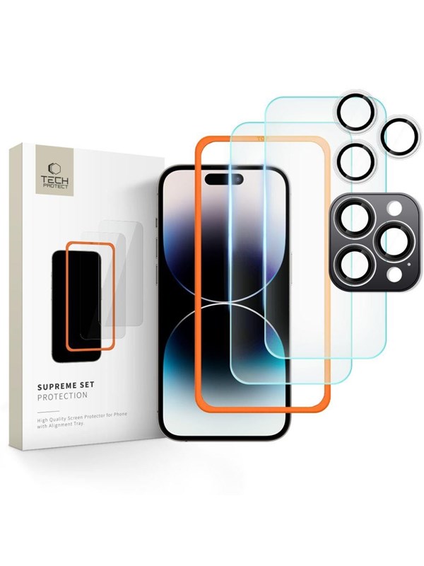 Tech-Protect Supreme Set Tempered Glass for iPhone 16 Pro Max - Clear (3 pcs)
