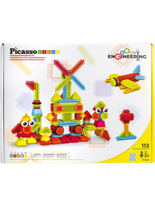 Tactic Picasso Tiles - Constructiespeelgoed - Hedgehog Building Blocks - Bouwspeelgoed - STEM Speelgoed - Creatief Bouwspeelgoed - 112-Delig - Vanaf 3 Jaar