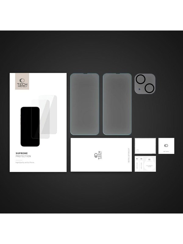 Tech-Protect Supreme Set for iPhone 14 2x Tempered Glass for Display / Tempered Glass for Camera
