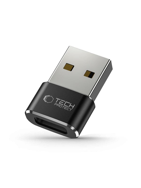 Tech-Protect UltraBoost USB-A (Male) / USB-C (Female) Adapter - Black USB hub - USB 2.0 - Zwart