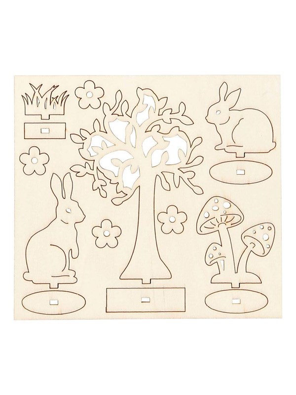 Creativ Company DIY Wooden Figures Hares Tree and Mushrooms