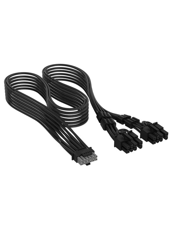 Corsair Elite Premium Individually Sleeved PCIe 12V-2x6 to 2x 8-pin (6+2 split) - Zwart