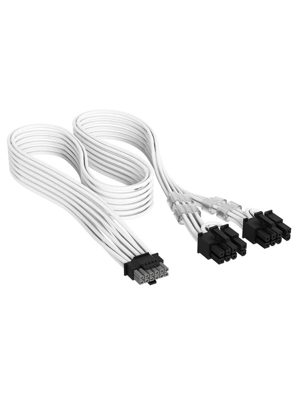 Corsair Elite Premium Individually Sleeved PCIe 12V-2x6 to 2x 8-pin (6+2 split) - Wit