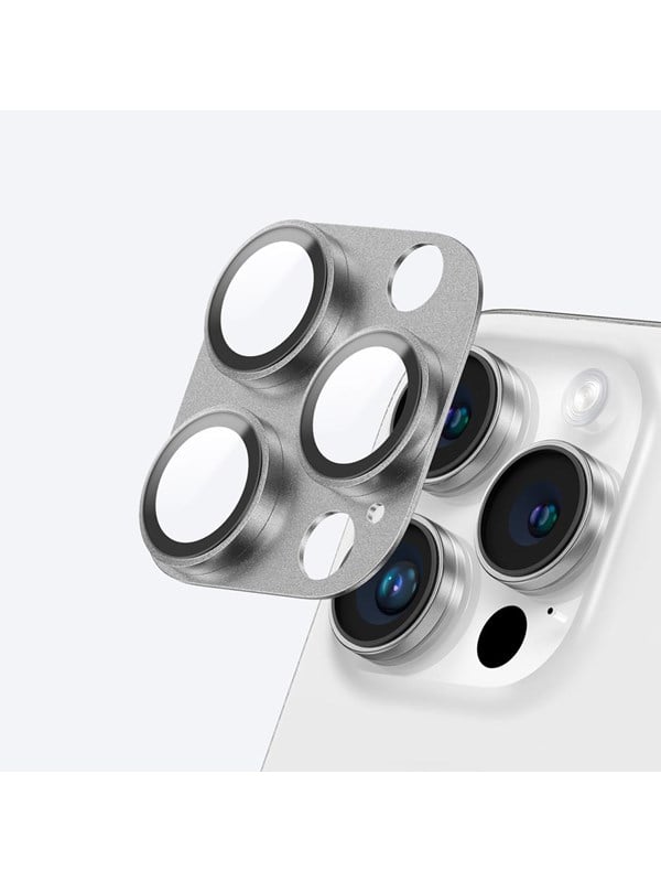 AmazingThing Aviation-Grade Alloy Tempered Glass Lens for iPhone 16 Pro / 16 Pro Max Camera Lens - Gray
