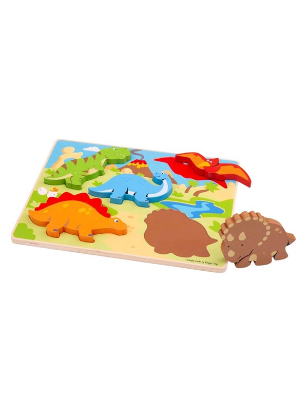 BigJigs houten puzzel Dinosaurussen - educatief speelgoed 5 stukjes.