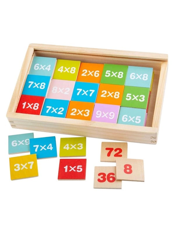 Houten Rekenspel - BIGJIGS - Tafels Oefenen - Compact Doosje met 81 Opgaves