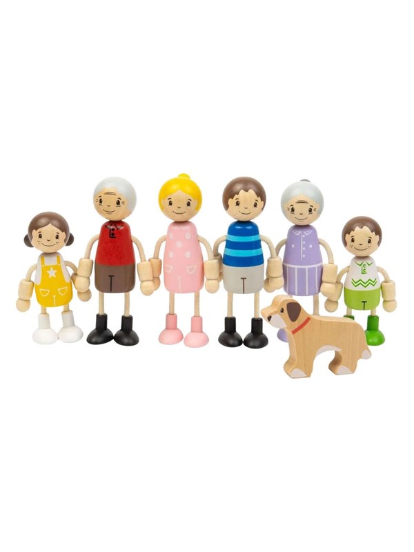 Bigjigs houten poppenhuis familie poppen FSC duurzaam speelgoed.