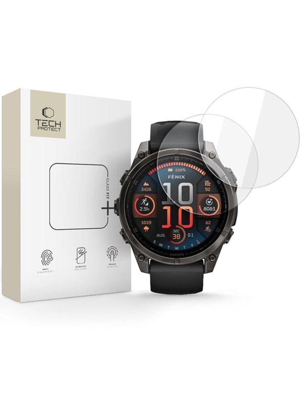 Tech-Protect Glass Fit+ 2-pack Tempered Glass for Garmin Fenix 8 47 mm - Clear