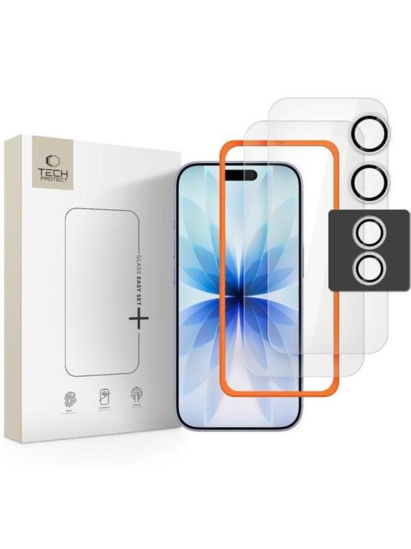 Tech-Protect Easy Set+ 3-pack Tempered Glass for iPhone 17- Clear
