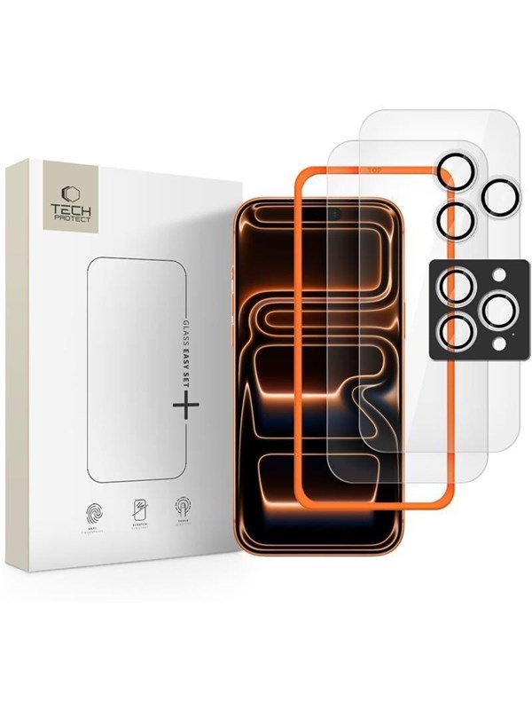 Tech-Protect Easy Set+ 3-pack Tempered Glass for iPhone 16 Pro Max / 17 Pro Max - Clear
