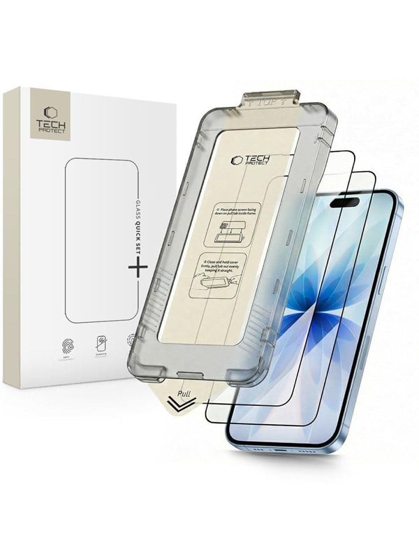 Tech-Protect Quick Set+ 2-pack Tempered Glass for iPhone 17 - Black