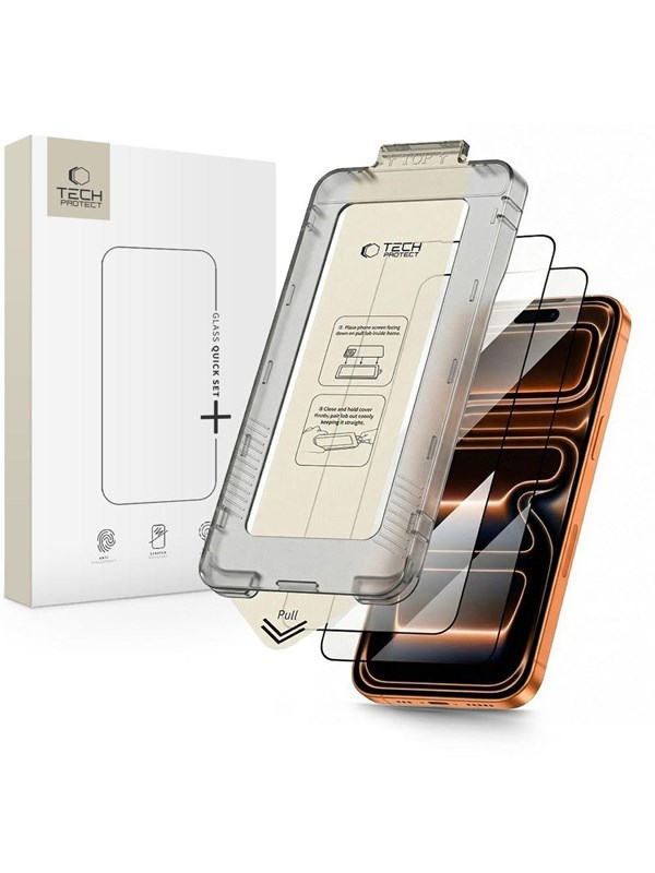 Tech-Protect Quick Set+ 2-pack Tempered Glass Screen Protector for iPhone 17 Pro - Black