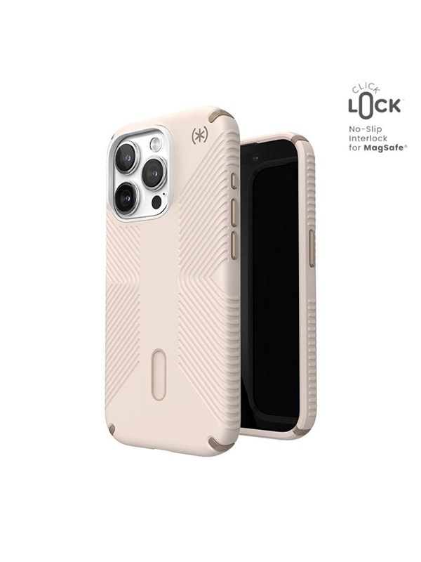Speck Presidio2 Grip ClickLock & Magsafe - iPhone 15 Pro Case - Bleached Bone / Heirloom Gold / Hazel Brown