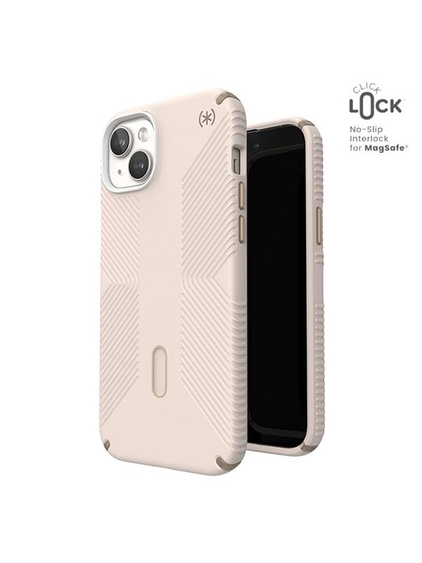Speck Presidio2 Grip ClickLock & Magsafe - iPhone 15 Plus / iPhone 14 Plus Case - Bleached Bone / Heirloom Gold / Hazel Brown