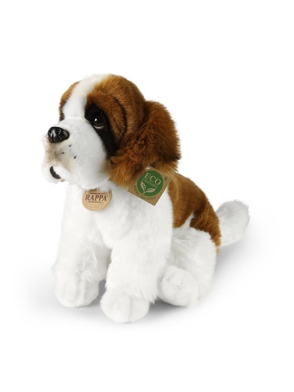 Rappa ECO knuffel Sint Bernard 30 cm - realistische knuffel van recyclede PET flessen - bruin wit