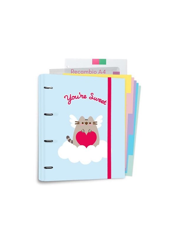 Pusheen - A4 binder from the Purrfect Love collection with sheets - 4 rings elastic band