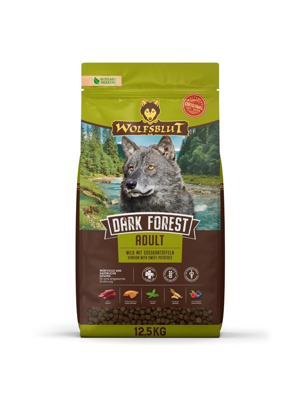 Wolfsblut Dark Forest - Hondenvoer - Wild met Zoete Aardappel - 12,5 kg - Graanvrij & Glutenvrij - Voor Volwassen Honden