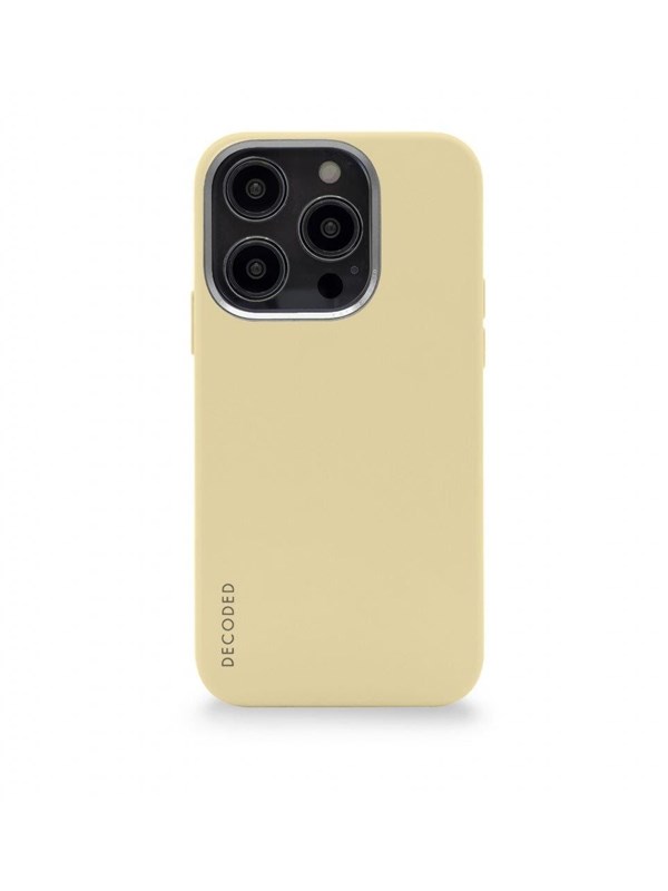 DECODED Siliconen Back Cover - iPhone 14 Pro Max - Anti-Bacterieel Hoesje - Magnetische Technologie van Apple - Licht Pastel Geel