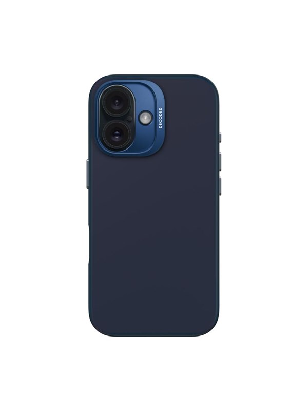 DECODED Siliconen Hoesje Geschikt voor iPhone 16 - Premium Soft-Touch Materiaal - Antibacteriële Coating - Geschikt voor MagSafe - Navy Blauw Print