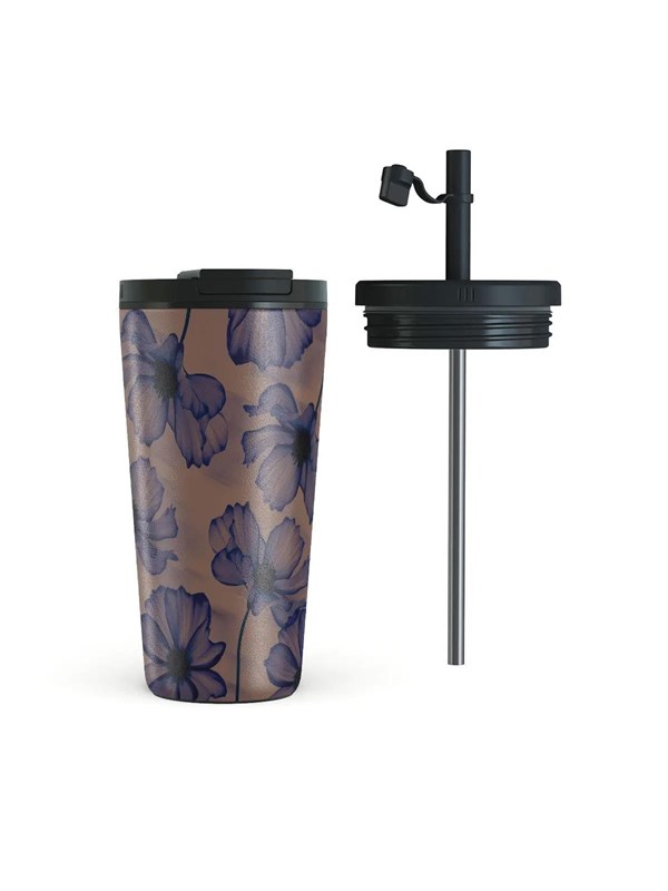 Burga Velvet Night - Travel Mug 500ml with Flap & Straw Set