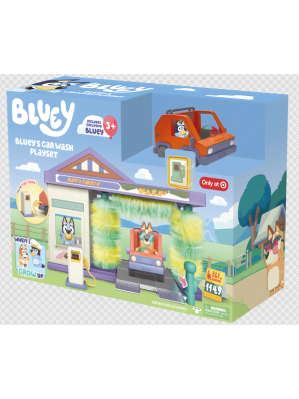 BLUEY - Bluey's Autowasstraat Speelset - Incl. Bluey speelfiguur, auto, benzinepomp en winkeltje