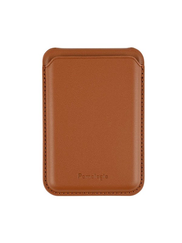 Pomologic Magsafe Card Portemonnee Stand – Ingebouwde Standaard voor Handsfree Kijken – Sterke Magneten voor Veilige Bevestiging – Ruimte voor Essentiële Kaarten - Bruin