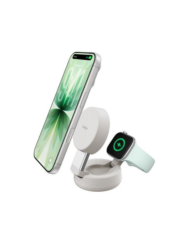 Belkin UltraCharge 25w Qi2 Compact 2in1 for phone and watch Sand