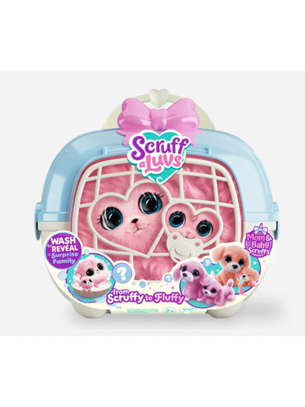 Scruff a Luvs - Mystery knuffels Mama & Baby in Draagmand - Hondenfamilie Speelset