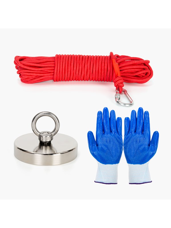 Stanlord Vis-magneet 340 kg trekkracht incl. anti-slip handschoenen en stevig 20 meter touw met karabijnhaak