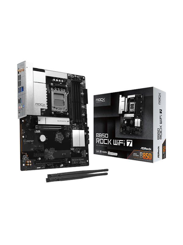ASRock B850 Rock WiFi 7 Moederbord - AMD B850 - AMD AM5 - DDR5 RAM - ATX