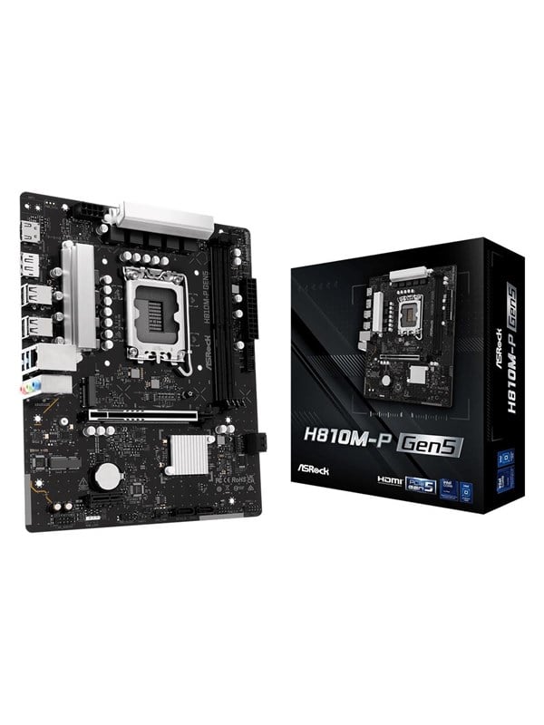 ASRock H810M-P Gen5 Moederbord - Intel H810 - Intel LGA1851 - DDR5 RAM - Micro-ATX