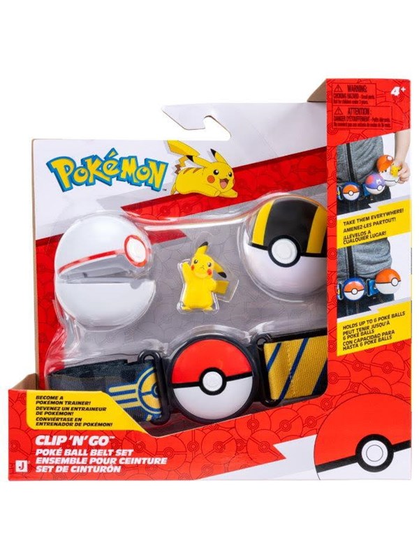Pokémon - Clip 'N' Go Poke Ball Belt Set - Pikachu #5 with Premier Ball, Ultra Ball & Electric-type themed Belt