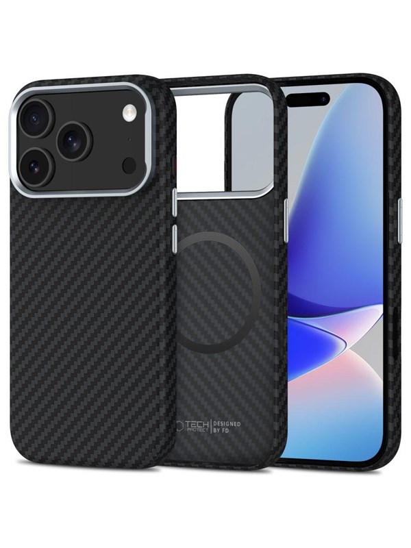 Tech-Protect Ion Carbon MagSafe Case for iPhone 17 Pro Max - Grey & Black