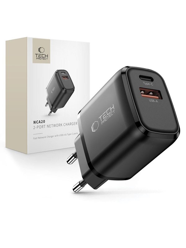 Tech-Protect NCA20 PD 20W / QC3.0 USB-A / USB-C- black