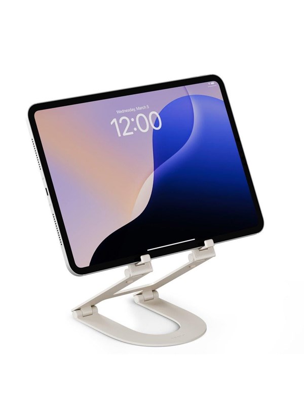 Twelve South Curve Mini iPad-standaard – Verhoogt uw tablet tot 6 inch – Verstelt soepel naar verschillende hoeken – Ultra-compact en gemakkelijk mee te nemen - Beige