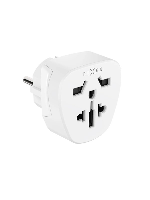 FIXED Travel Adapter Schuko EU/World White