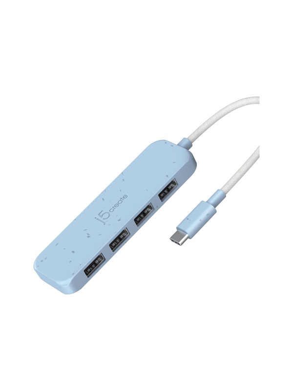 j5create JCH341EC - hub - eco-friendly USB-C - 4 ports USB hub - 4 - USB 3.2 - Blauw