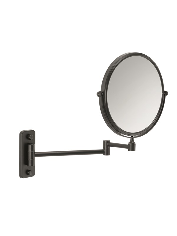 Gedy Gaia make-upspiegel voor aan de muur, dia. 180mm, dubbelzijdig, zwart mat