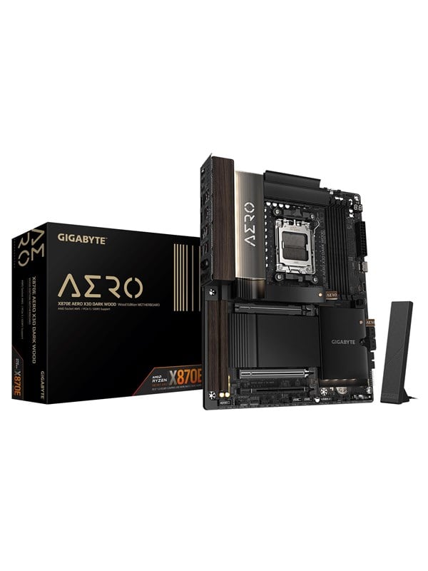Gigabyte X870E AERO X3D DARK WOOD Moederbord - AMD X870E - AMD AM5 - DDR5 RAM - ATX