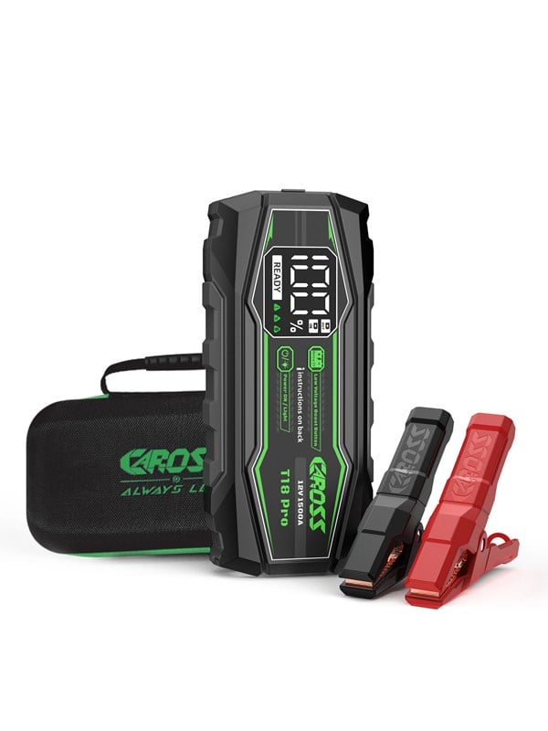 CAROSS 1500A 12V Draagbare Jumpstarter, Zwart, 16000mAh Lithium-ionbatterij, Vonkvrije technologie en bescherming tegen omgekeerde polariteit,