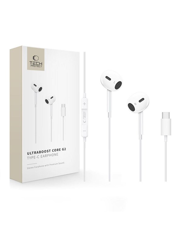 Tech-Protect Ultraboost Core G2 USB-C Headphones - White