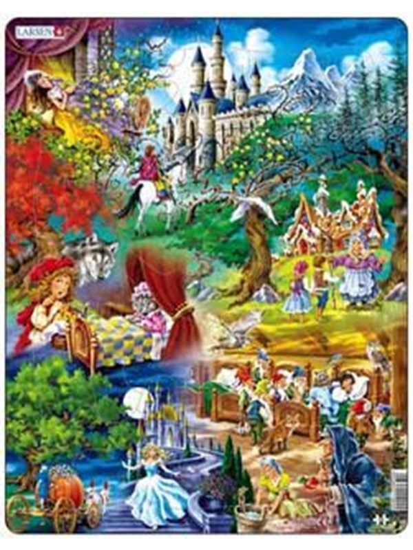Larsen De sprookjes van Grimm – Puzzel – Fantasie en verhaal – Sprookjes – Educatieve legpuzzel voor kinderen – 33 stukjes – Gemaakt in Noorwegen – Extra dikke 2,5 mm stukjes – Tray met vaste rand