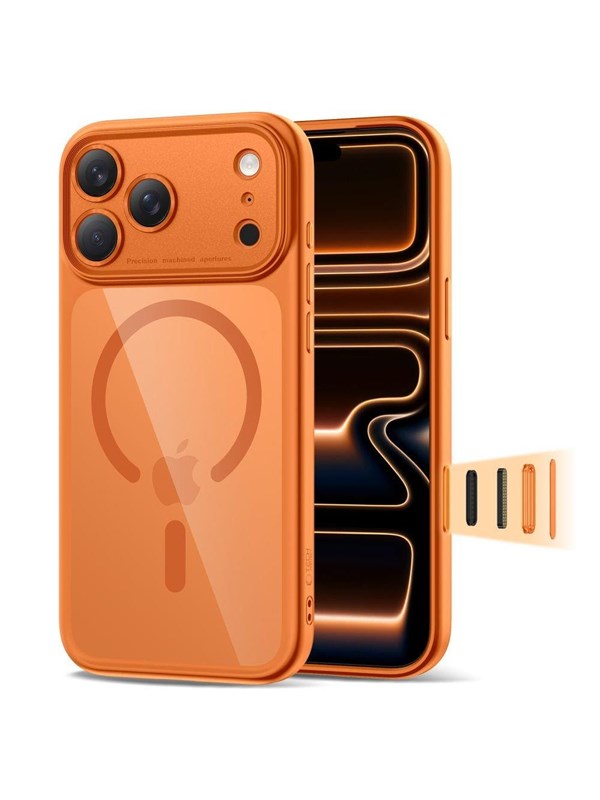 Tech-Protect Magpeak Magsafe CC Case for iPhone 17 Pro Max - Clear Orange