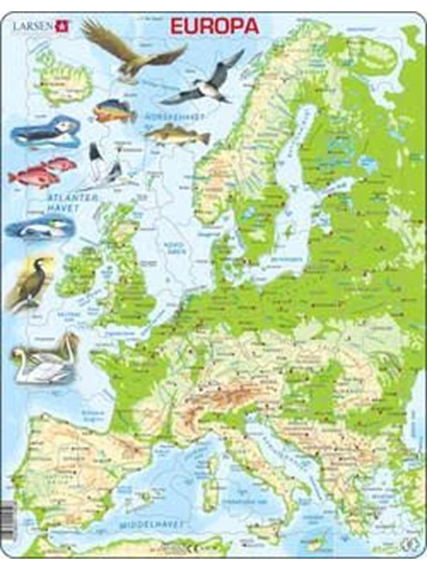 Larsen Puzzles Puzzle Europe Physical Standing - 87 pieces Maxi (36.5x28.5 cm) Vloer