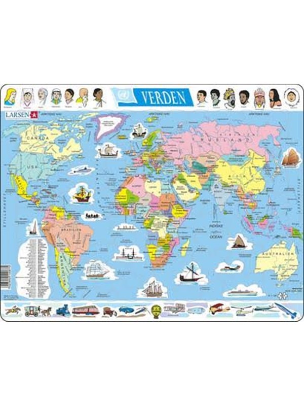 Larsen Puzzles Puzzle World Politics - 107 pieces Maxi (36.5x28.5 cm) Vloer