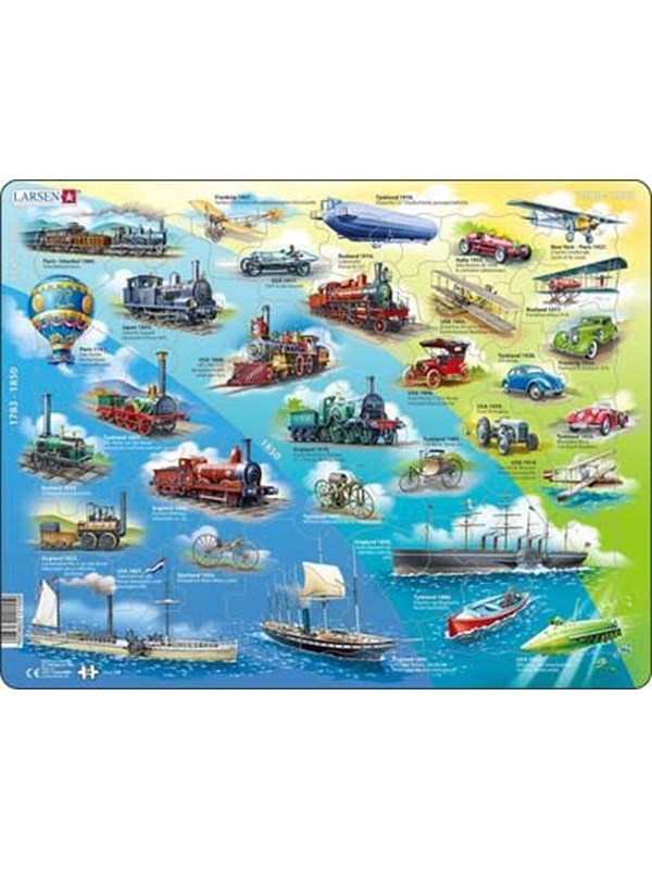 Larsen Puzzles Puzzle Historical Vehicles 1783-1939 - 54 pieces Maxi (36.5x28.5 cm) Vloer
