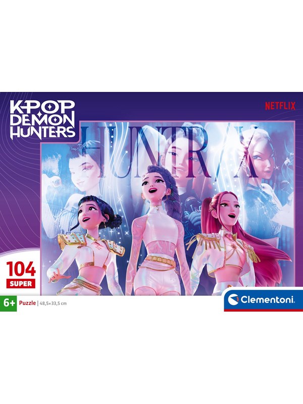 K-Pop Demon Hunters Puzzel Maxi 104 Stukjes van Clementoni Supercolor - Kpop Huntrix Legpuzzel - K Pop Cadeau Kinderen vanaf 6 Jaar