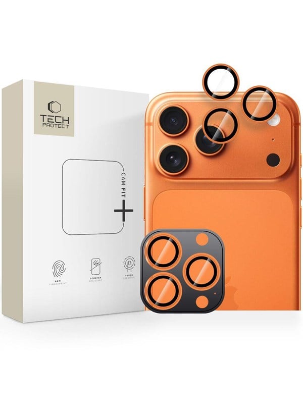 Tech-Protect Camring Fit+ Camera Cover for iPhone 14 Pro / Max / 15 Pro / Max / 16 Pro / Max / 17 Pro / Max - Orange