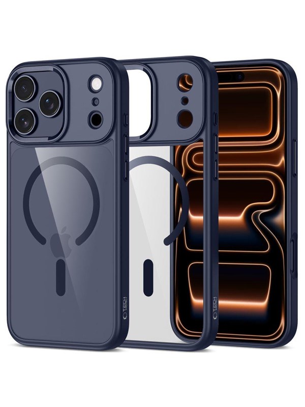Tech-Protect MagMat MagSafe Case for iPhone 17 Pro Max - Clear - Navy Blue